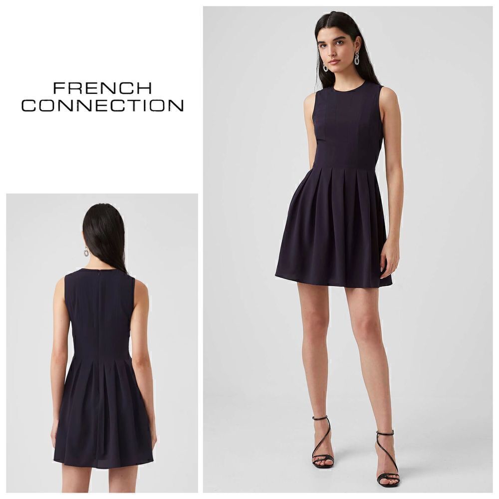 New. French Connection navy fit & flare dress. Runs big. Retails $129